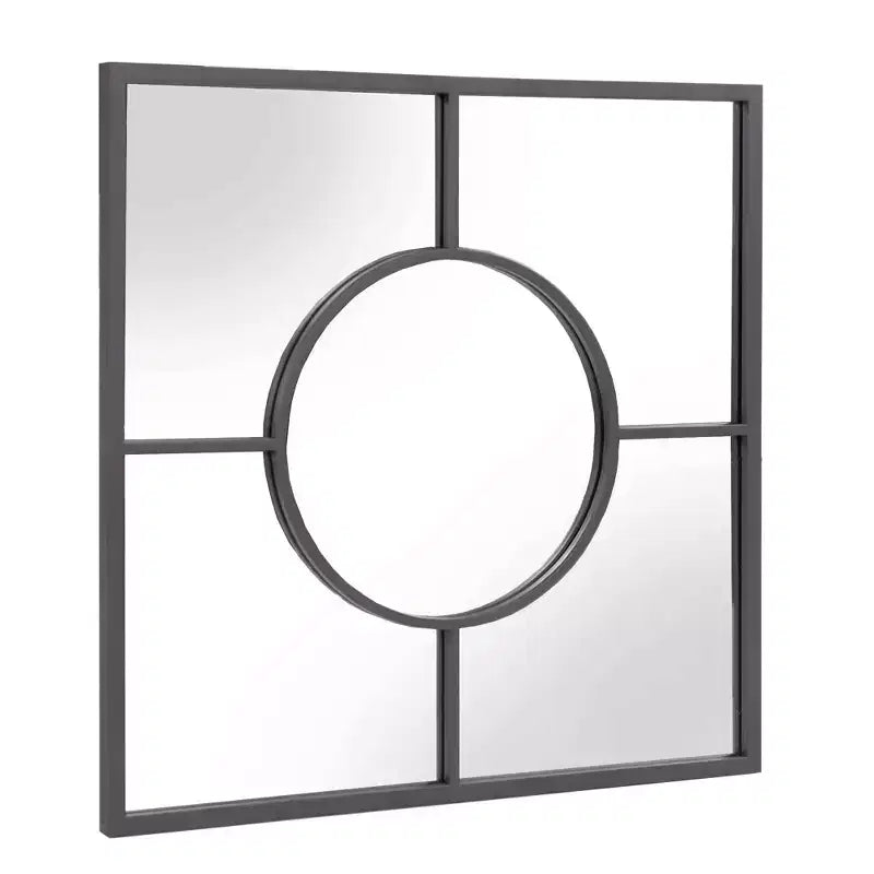 Specchio da parete quadrato geometrico Howard Elliott 24"x24" con cornice grafite: Arredamento moderno, metallo, da parete