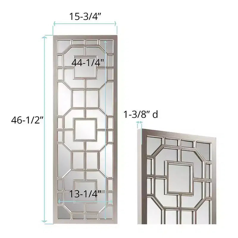 Howard Elliott Specchio Aldrich incorniciato 46.5"x15.75" Argento Antico: Stile inglese, MDF, Montaggio a parete