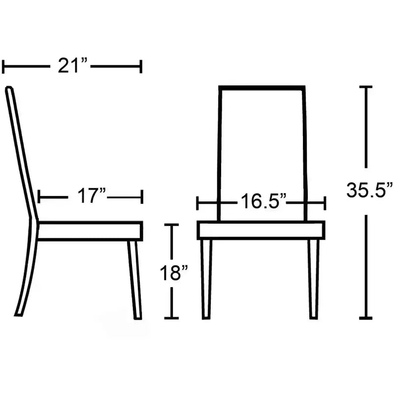 Sedia Parsons Roundhill Urban Style in legno massello e similpelle, marrone, set da 2