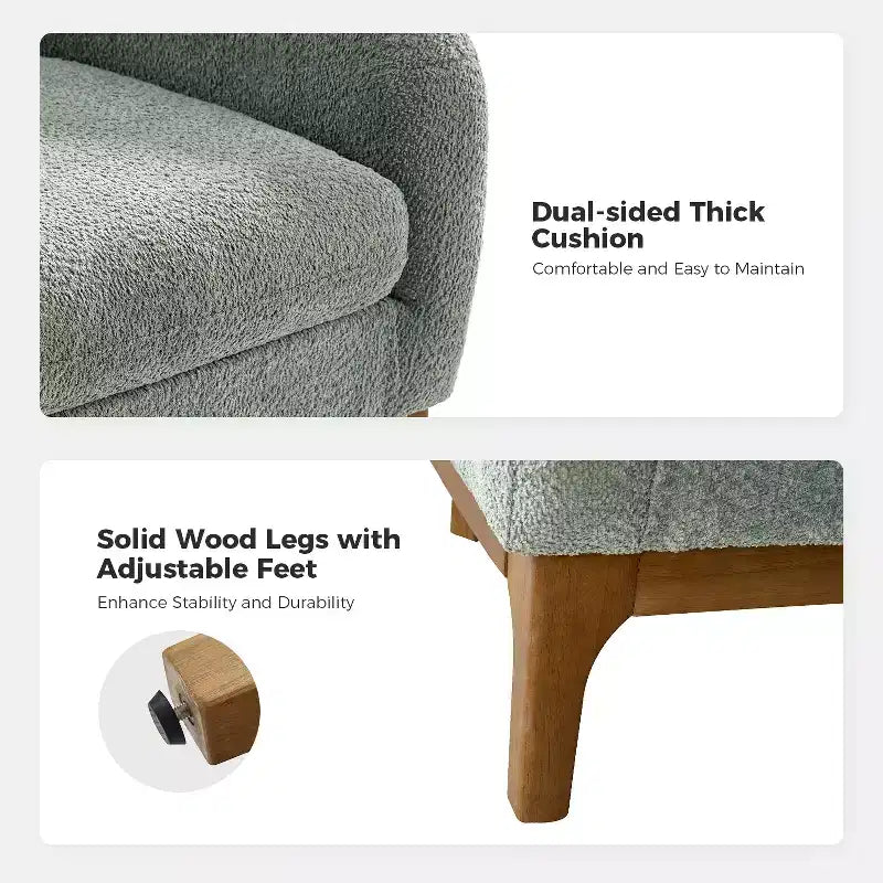 Set di 2 sedie poltrona Kiian Boucle con gambe in legno massello| HULALA HOME