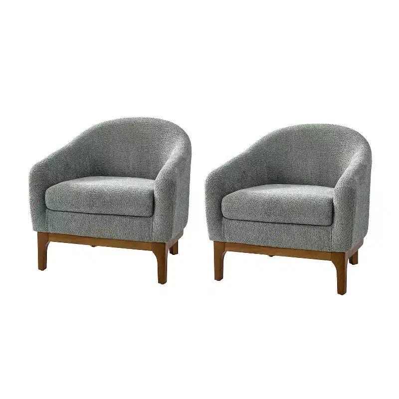 Set di 2 sedie poltrona Kiian Boucle con gambe in legno massello| HULALA HOME