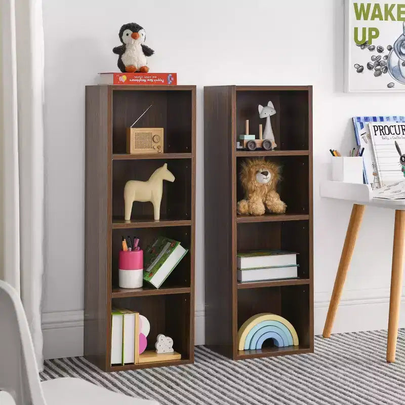 AndMakers, libreria standard in legno a 4 ripiani, alta 180 cm (set da 2)