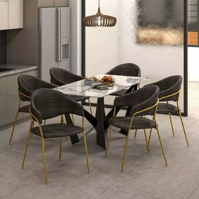 Sedia da pranzo imbottita LeisureMod in pelle/velluto con gambe in acciaio inossidabile, set da 2 per sala da pranzo, cucina e spazi moderni, serie Bella