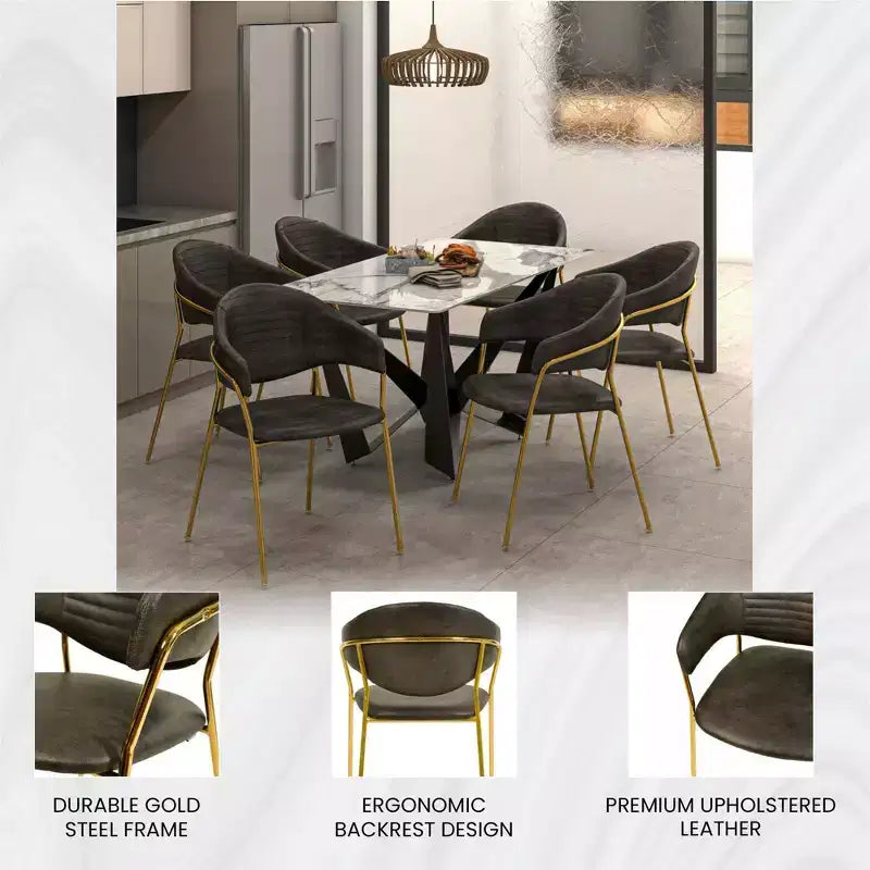 Sedia da pranzo imbottita LeisureMod in pelle/velluto con gambe in acciaio inossidabile, set da 2 per sala da pranzo, cucina e spazi moderni, serie Bella