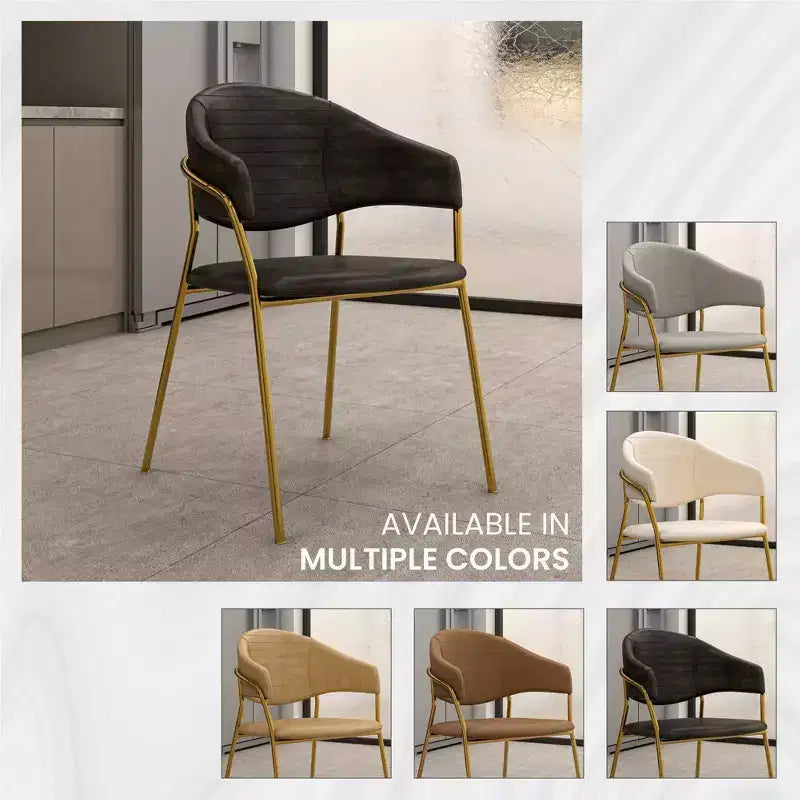 Sedia da pranzo imbottita LeisureMod in pelle/velluto con gambe in acciaio inossidabile, set da 2 per sala da pranzo, cucina e spazi moderni, serie Bella