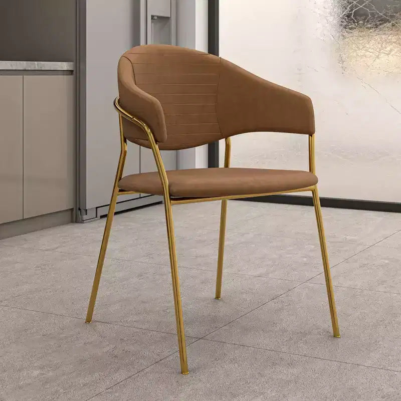 Sedia da pranzo imbottita LeisureMod in pelle/velluto con gambe in acciaio inossidabile, set da 2 per sala da pranzo, cucina e spazi moderni, serie Bella