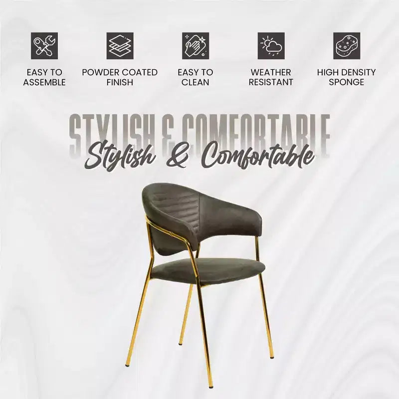 Sedia da pranzo imbottita LeisureMod in pelle/velluto con gambe in acciaio inossidabile, set da 2 per sala da pranzo, cucina e spazi moderni, serie Bella