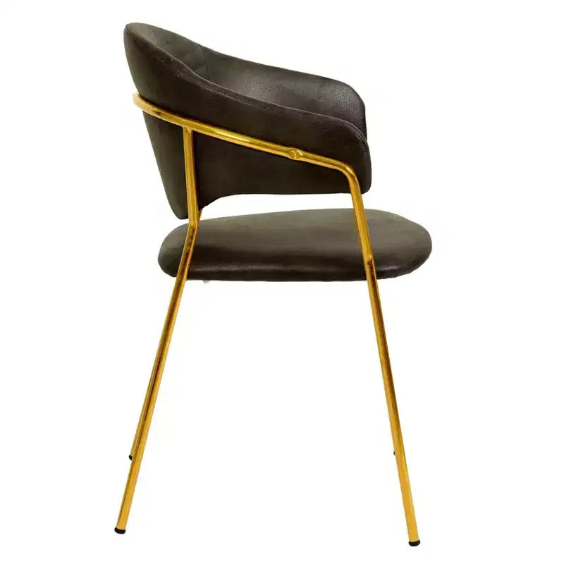 Sedia da pranzo imbottita LeisureMod in pelle/velluto con gambe in acciaio inossidabile, set da 2 per sala da pranzo, cucina e spazi moderni, serie Bella
