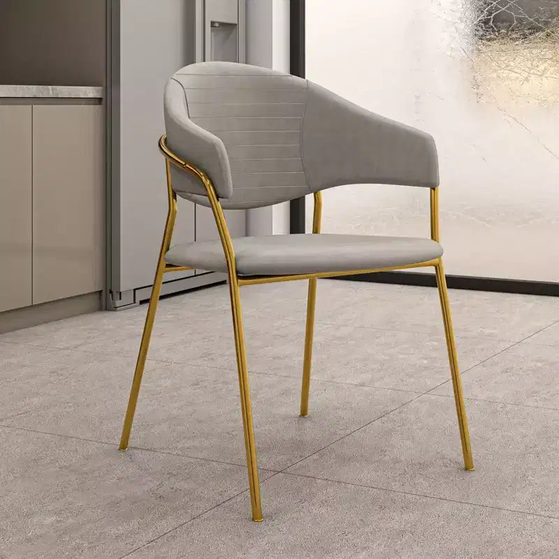 Sedia da pranzo imbottita LeisureMod in pelle/velluto con gambe in acciaio inossidabile, set da 2 per sala da pranzo, cucina e spazi moderni, serie Bella
