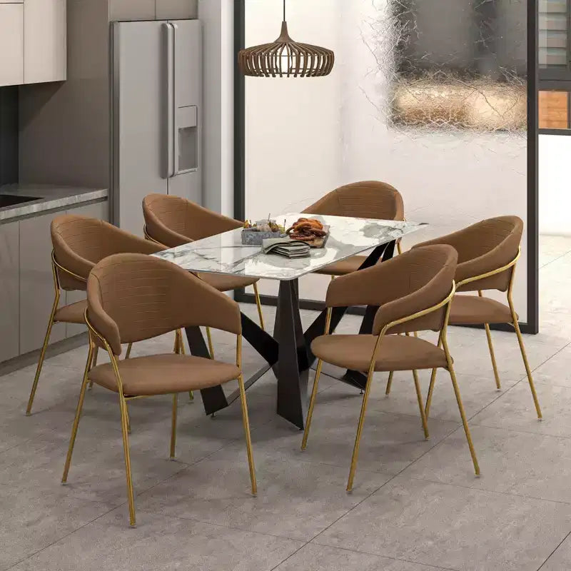 Sedia da pranzo imbottita LeisureMod in pelle/velluto con gambe in acciaio inossidabile, set da 2 per sala da pranzo, cucina e spazi moderni, serie Bella