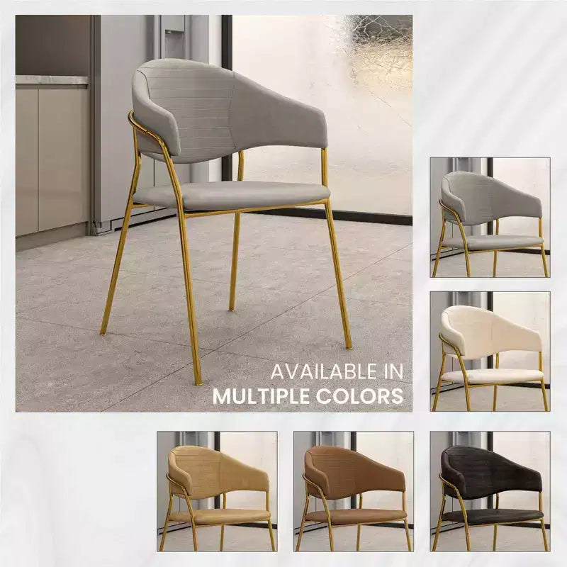 Sedia da pranzo imbottita LeisureMod in pelle/velluto con gambe in acciaio inossidabile, set da 2 per sala da pranzo, cucina e spazi moderni, serie Bella