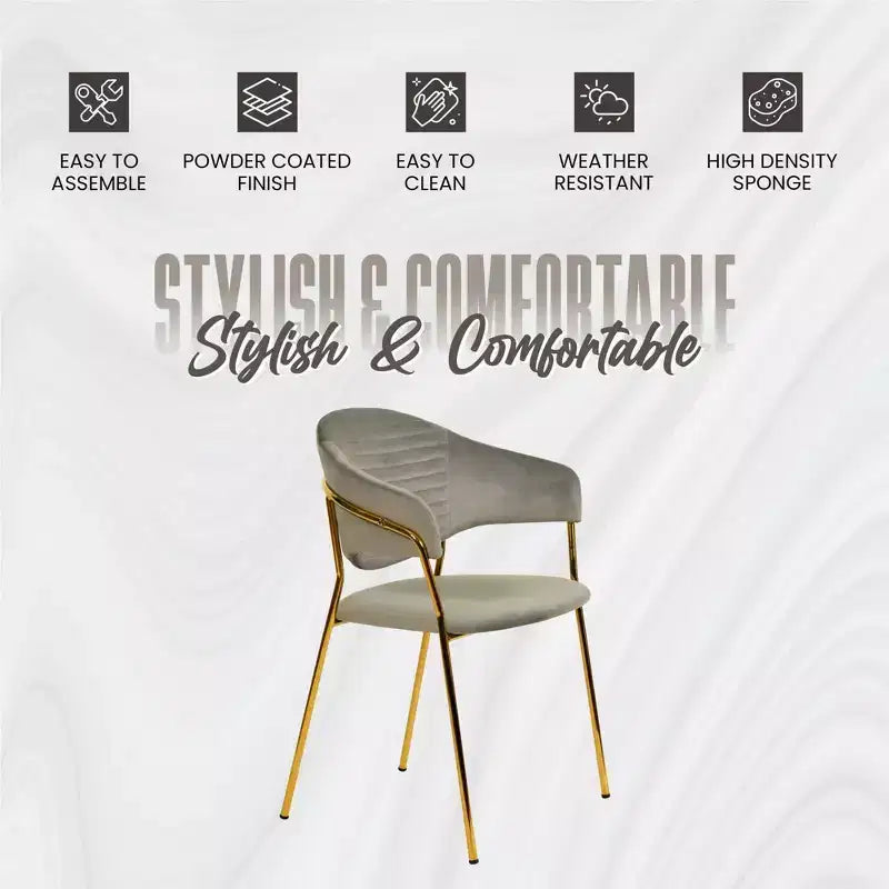 Sedia da pranzo imbottita LeisureMod in pelle/velluto con gambe in acciaio inossidabile, set da 2 per sala da pranzo, cucina e spazi moderni, serie Bella