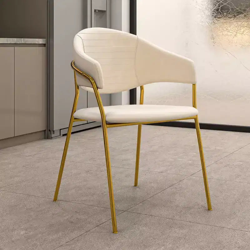 Sedia da pranzo imbottita LeisureMod in pelle/velluto con gambe in acciaio inossidabile, set da 2 per sala da pranzo, cucina e spazi moderni, serie Bella