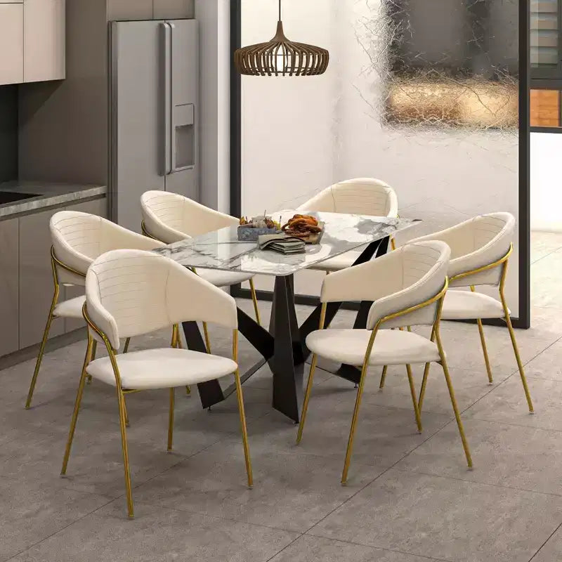 Sedia da pranzo imbottita LeisureMod in pelle/velluto con gambe in acciaio inossidabile, set da 2 per sala da pranzo, cucina e spazi moderni, serie Bella