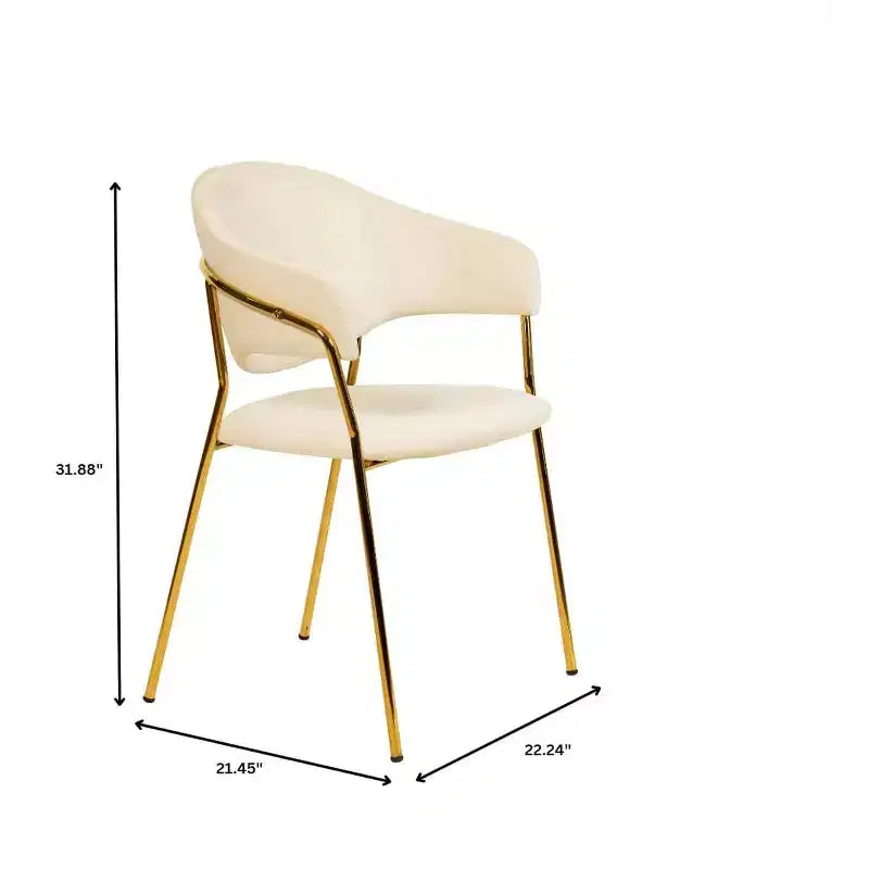 Sedia da pranzo imbottita LeisureMod in pelle/velluto con gambe in acciaio inossidabile, set da 2 per sala da pranzo, cucina e spazi moderni, serie Bella