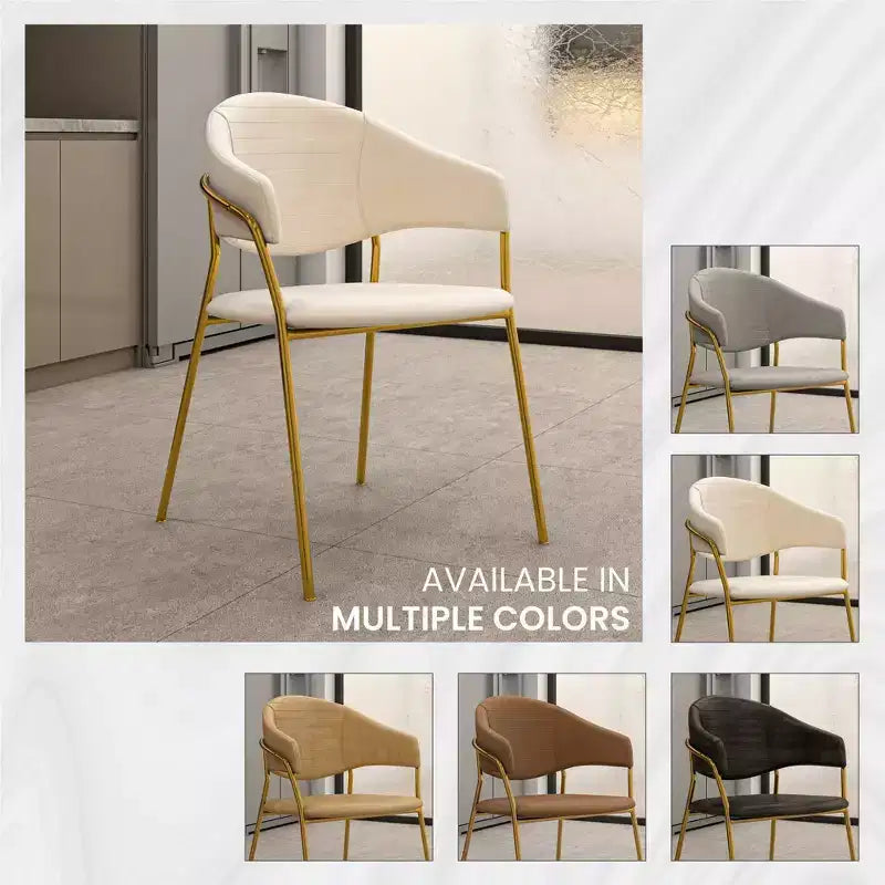 Sedia da pranzo imbottita LeisureMod in pelle/velluto con gambe in acciaio inossidabile, set da 2 per sala da pranzo, cucina e spazi moderni, serie Bella