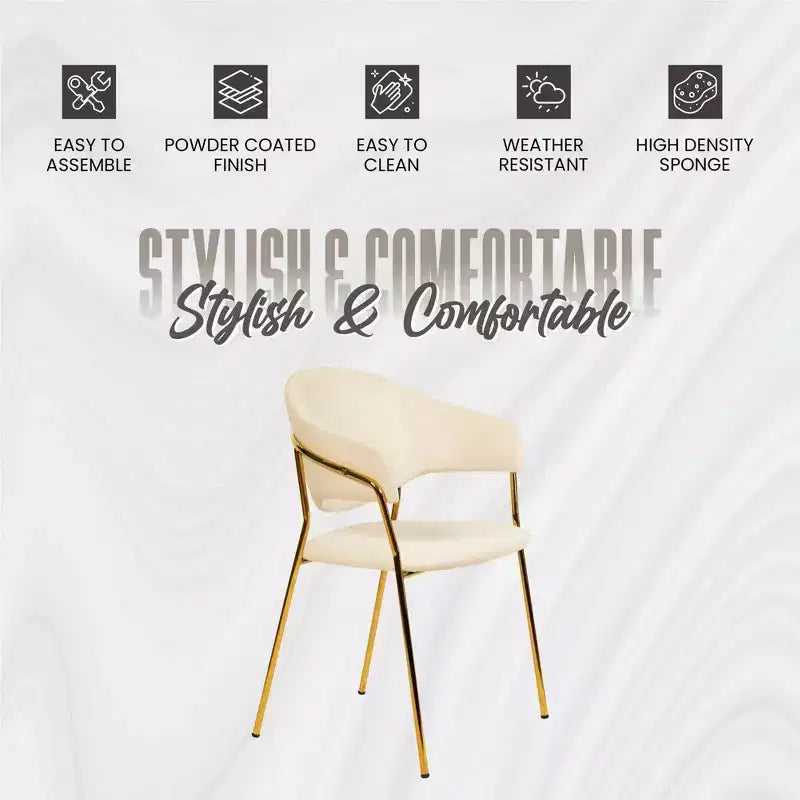 Sedia da pranzo imbottita LeisureMod in pelle/velluto con gambe in acciaio inossidabile, set da 2 per sala da pranzo, cucina e spazi moderni, serie Bella