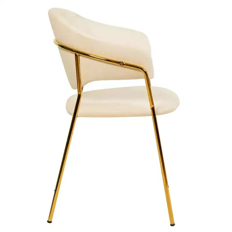 Sedia da pranzo imbottita LeisureMod in pelle/velluto con gambe in acciaio inossidabile, set da 2 per sala da pranzo, cucina e spazi moderni, serie Bella