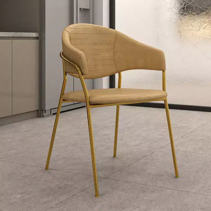 Sedia da pranzo imbottita LeisureMod in pelle/velluto con gambe in acciaio inossidabile, set da 2 per sala da pranzo, cucina e spazi moderni, serie Bella