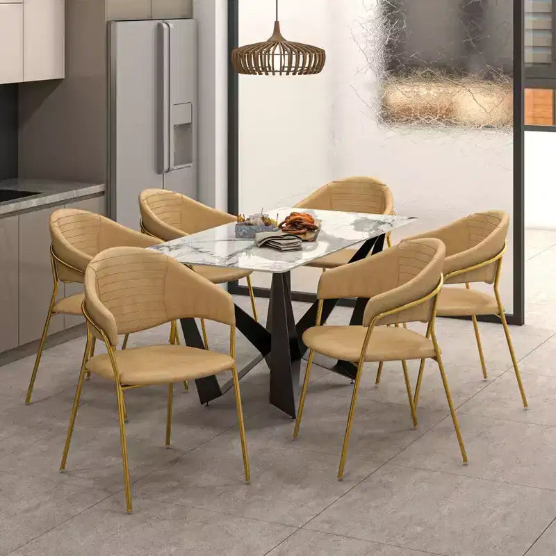 Sedia da pranzo imbottita LeisureMod in pelle/velluto con gambe in acciaio inossidabile, set da 2 per sala da pranzo, cucina e spazi moderni, serie Bella
