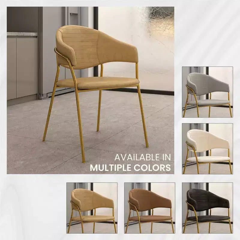 Sedia da pranzo imbottita LeisureMod in pelle/velluto con gambe in acciaio inossidabile, set da 2 per sala da pranzo, cucina e spazi moderni, serie Bella