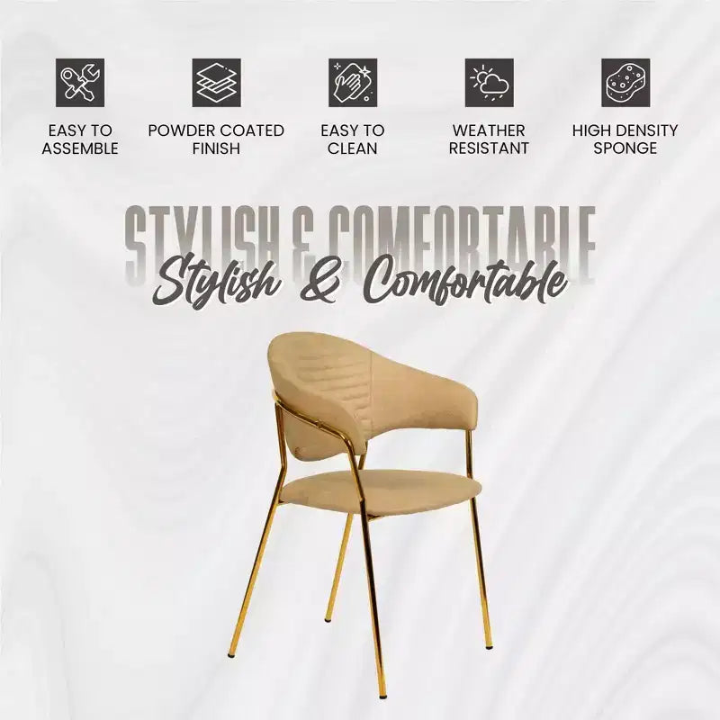 Sedia da pranzo imbottita LeisureMod in pelle/velluto con gambe in acciaio inossidabile, set da 2 per sala da pranzo, cucina e spazi moderni, serie Bella