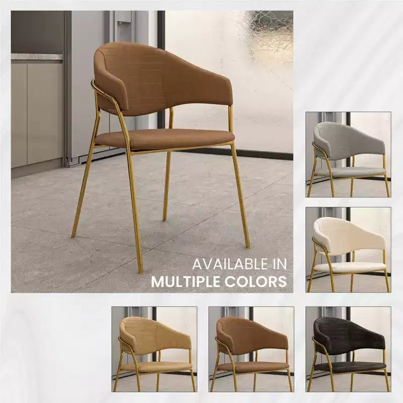 Sedia da pranzo imbottita LeisureMod in pelle/velluto con gambe in acciaio inossidabile, set da 2 per sala da pranzo, cucina e spazi moderni, serie Bella