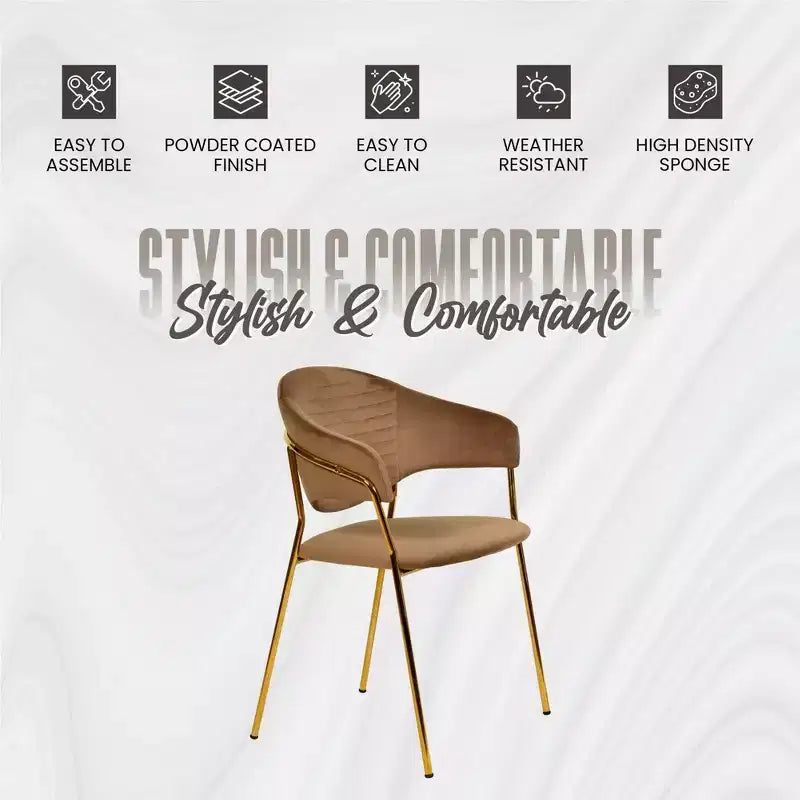 Sedia da pranzo imbottita LeisureMod in pelle/velluto con gambe in acciaio inossidabile, set da 2 per sala da pranzo, cucina e spazi moderni, serie Bella