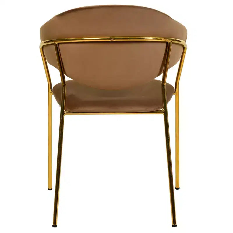 Sedia da pranzo imbottita LeisureMod in pelle/velluto con gambe in acciaio inossidabile, set da 2 per sala da pranzo, cucina e spazi moderni, serie Bella