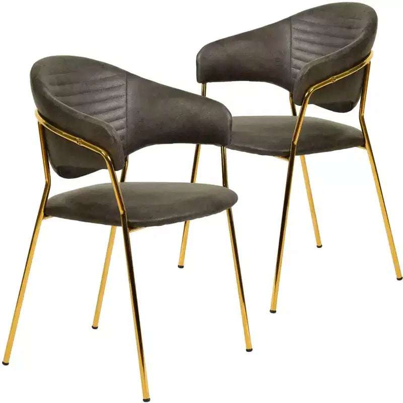 Sedia da pranzo imbottita LeisureMod in pelle/velluto con gambe in acciaio inossidabile, set da 2 per sala da pranzo, cucina e spazi moderni, serie Bella
