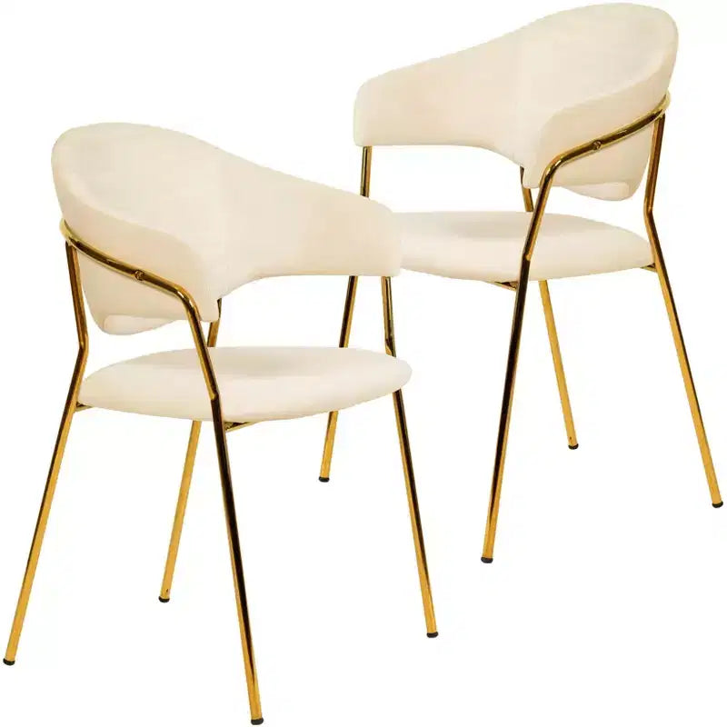 Sedia da pranzo imbottita LeisureMod in pelle/velluto con gambe in acciaio inossidabile, set da 2 per sala da pranzo, cucina e spazi moderni, serie Bella