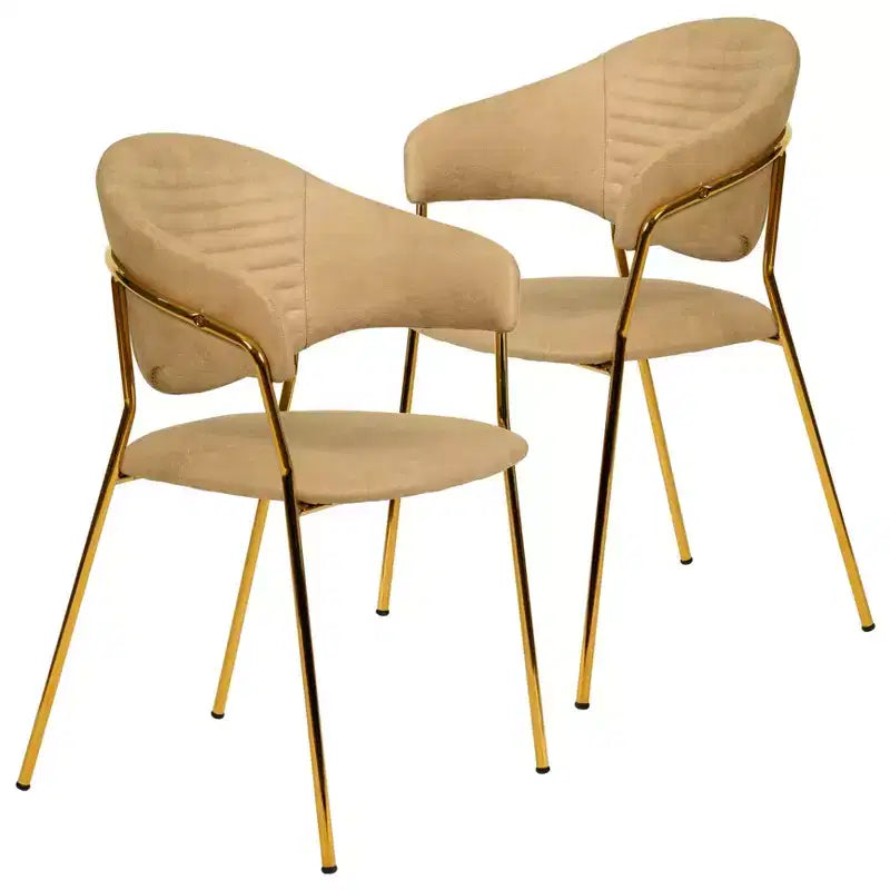 Sedia da pranzo imbottita LeisureMod in pelle/velluto con gambe in acciaio inossidabile, set da 2 per sala da pranzo, cucina e spazi moderni, serie Bella