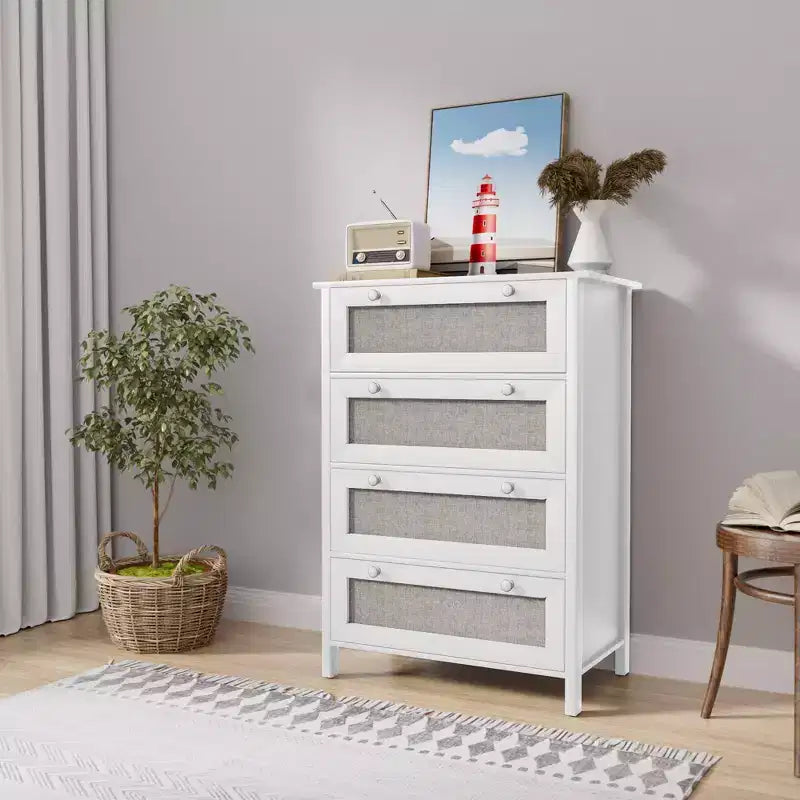 Comò a 4 cassetti largo 70 cm, mobile moderno per camera da letto e corridoio