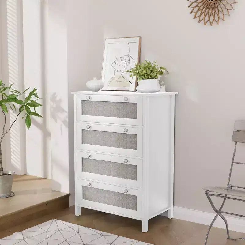 Comò a 4 cassetti largo 70 cm, mobile moderno per camera da letto e corridoio