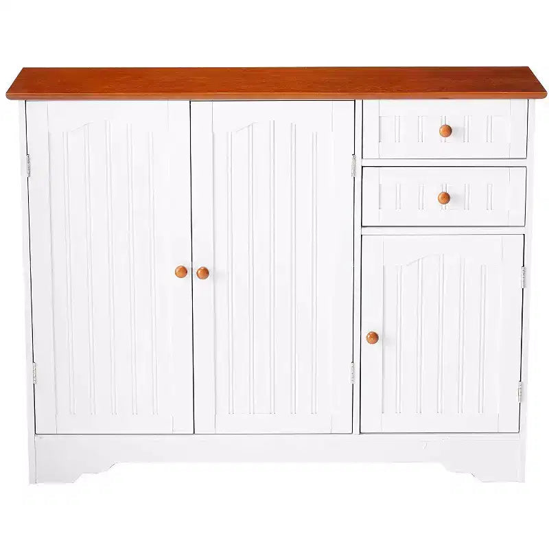 Mobile Credenza da Cucina a 3 Ante in Legno, Bianco e Noce