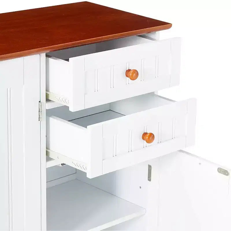Mobile Credenza da Cucina a 3 Ante in Legno, Bianco e Noce
