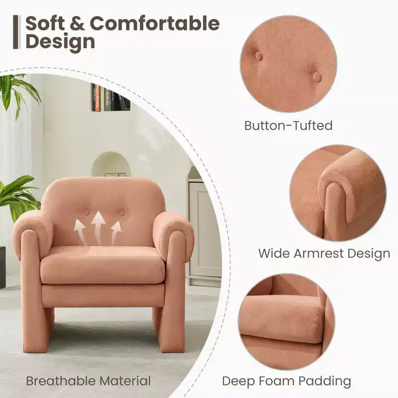 Set di 2 Poltrone Accent Imbottite Nuvola Soffice per Camera da Letto e Soggiorno