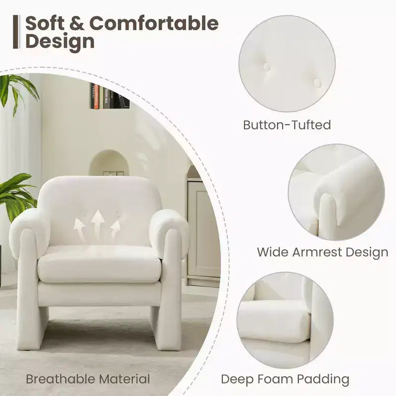 Set di 2 Poltrone Accent Imbottite Nuvola Soffice per Camera da Letto e Soggiorno