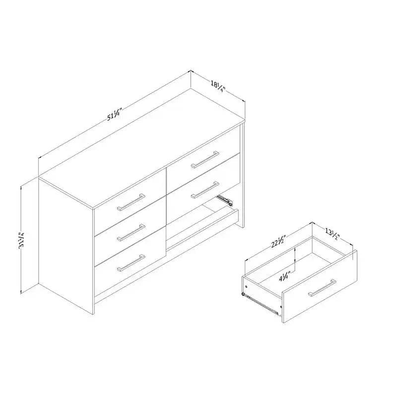 Cassettiera doppia a 6 cassetti South Shore Londen Rovere invecchiato/Nero sfregato: Contenitore contemporaneo con guide in metallo