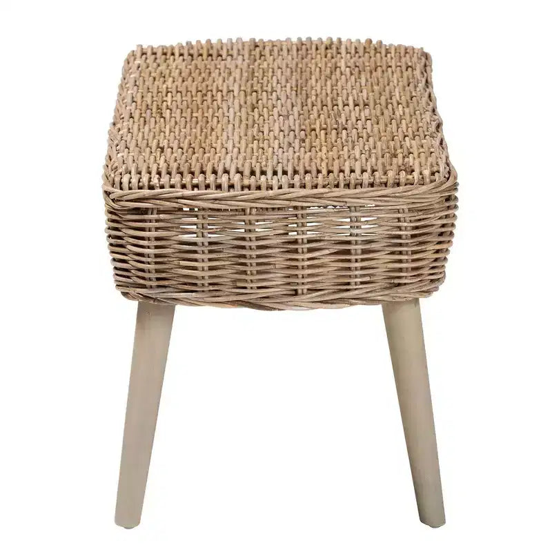 Panca accentata bali & pari Raisa Natural Kubu in rattan e legno di acacia, grigia