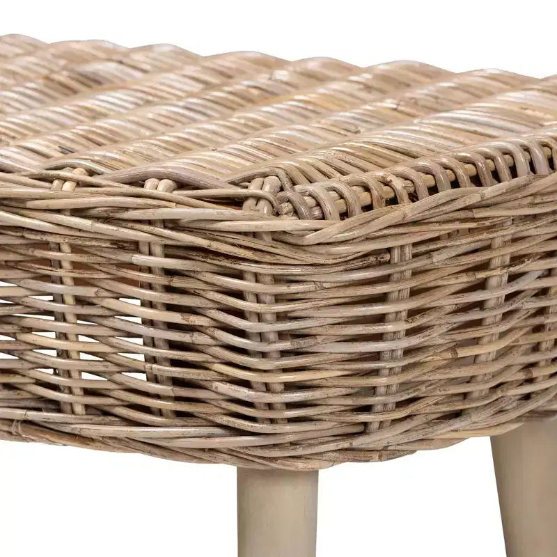 Panca accentata bali & pari Raisa Natural Kubu in rattan e legno di acacia, grigia