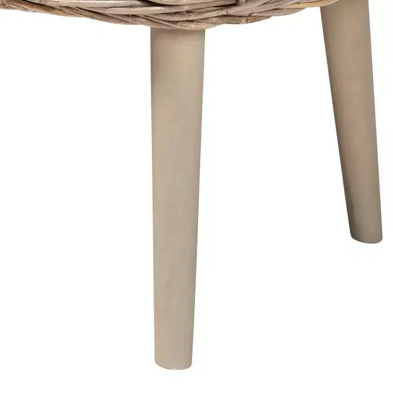 Panca accentata bali & pari Raisa Natural Kubu in rattan e legno di acacia, grigia