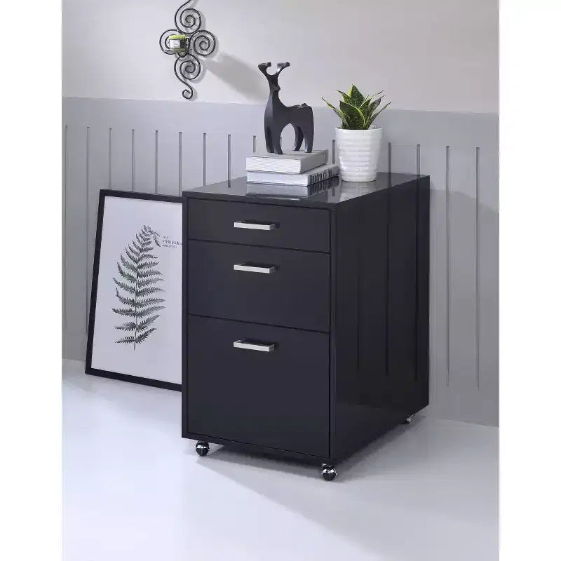 Acme Furniture Coleen Classificatori Nero Lucido/Finitura Cromata