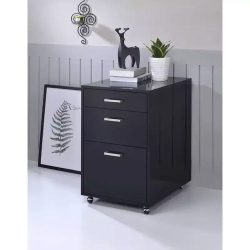 Acme Furniture Coleen Classificatori Nero Lucido/Finitura Cromata