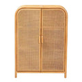 bali & pari Curacao Rattan 2 Door Storage Cabinet Light honey: Plywood Frame, Fixed Shelves, No Assembly Required