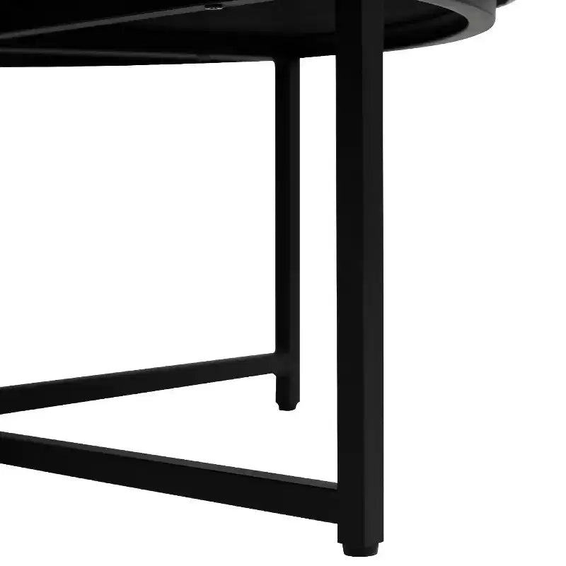 Flash Furniture Ashton Poggiapiedi rotondo imbottito in cotone e lino da 34" con struttura in metallo