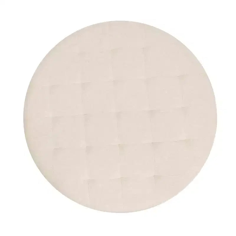 Flash Furniture Ashton Poggiapiedi rotondo imbottito in cotone e lino da 34" con struttura in metallo