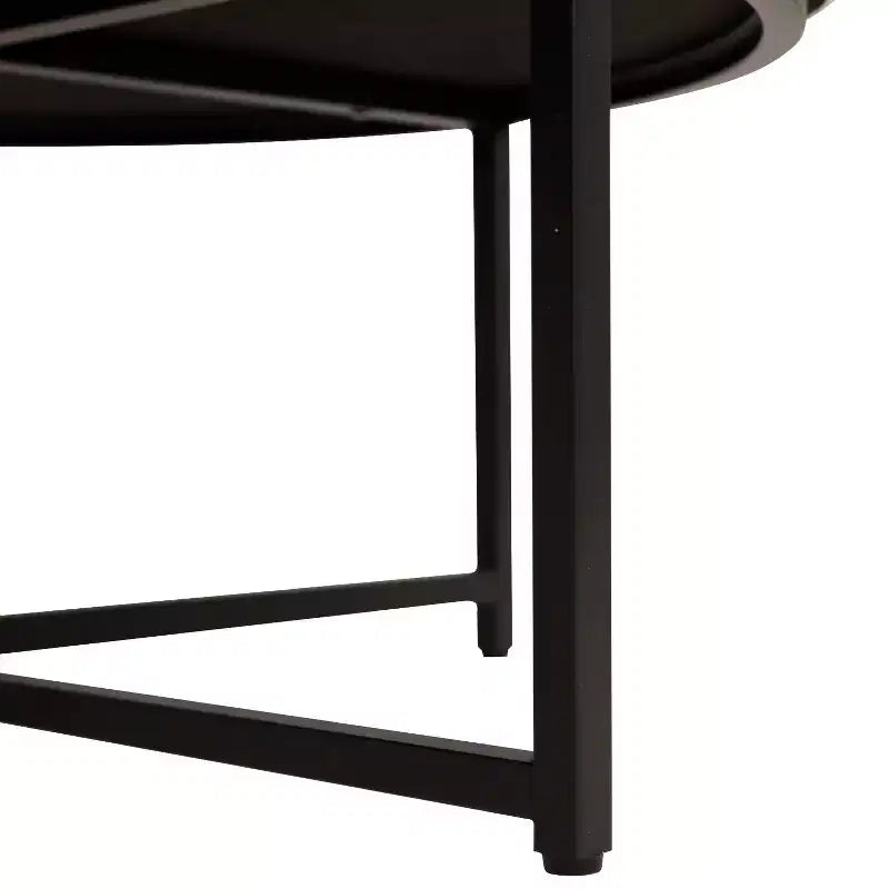 Flash Furniture Ashton Poggiapiedi rotondo imbottito in cotone e lino da 34" con struttura in metallo