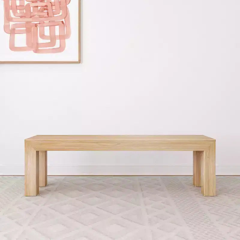 Panca moderna da pranzo Plank+Beam, panca in legno massello per tavolo da pranzo, 60, Noce americano spazzolato