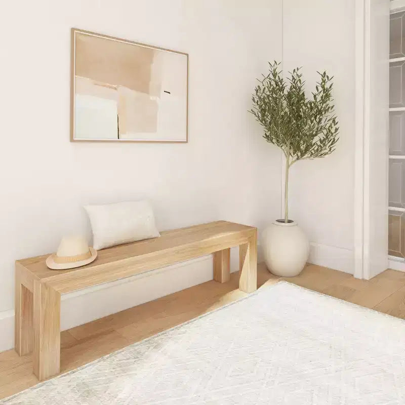 Panca moderna da pranzo Plank+Beam, panca in legno massello per tavolo da pranzo, 60, Noce americano spazzolato